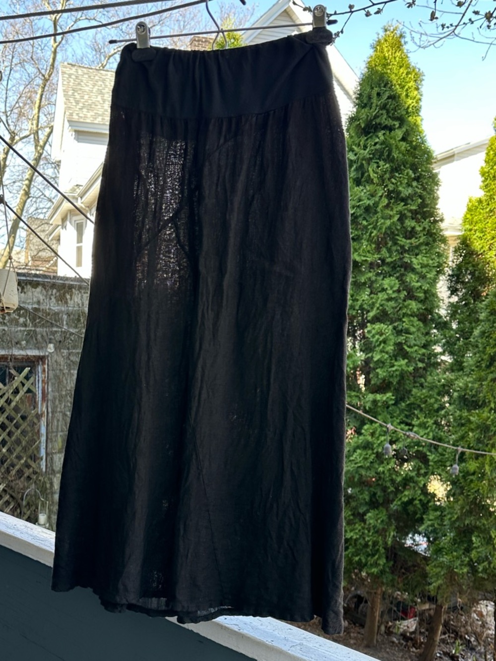 Linen-Cotton skirt - Black/ Deep Charcoal